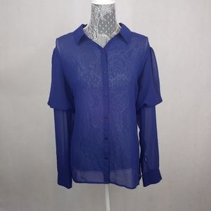 Express Sheer button up blouse